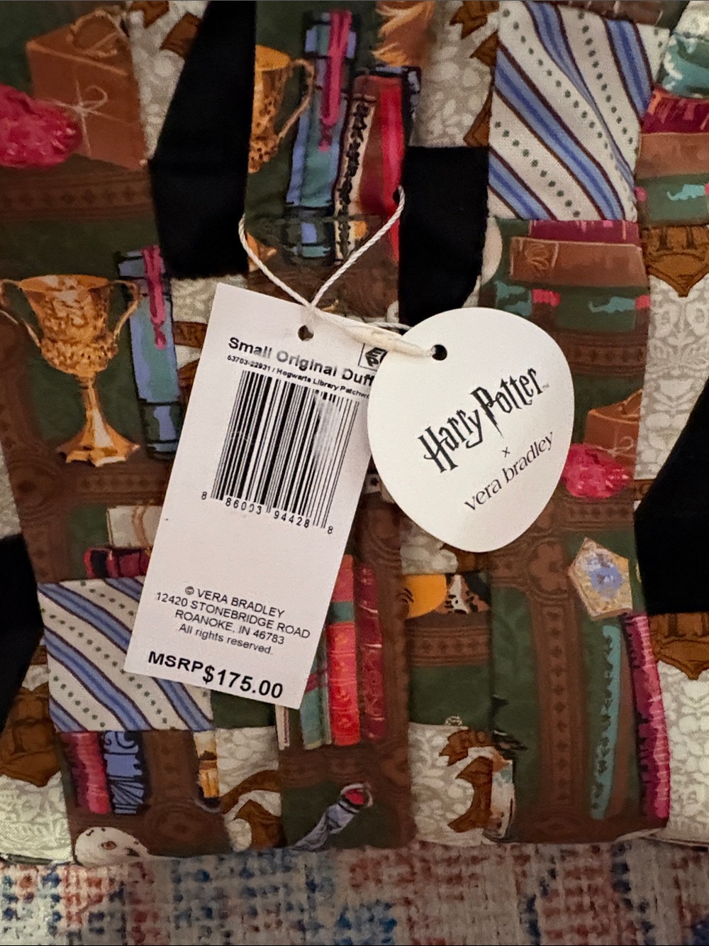 Vera Bradley Harry Potter Small Original Duffel Hogwarts Library Patchwork NWT - Picture 4 of 4